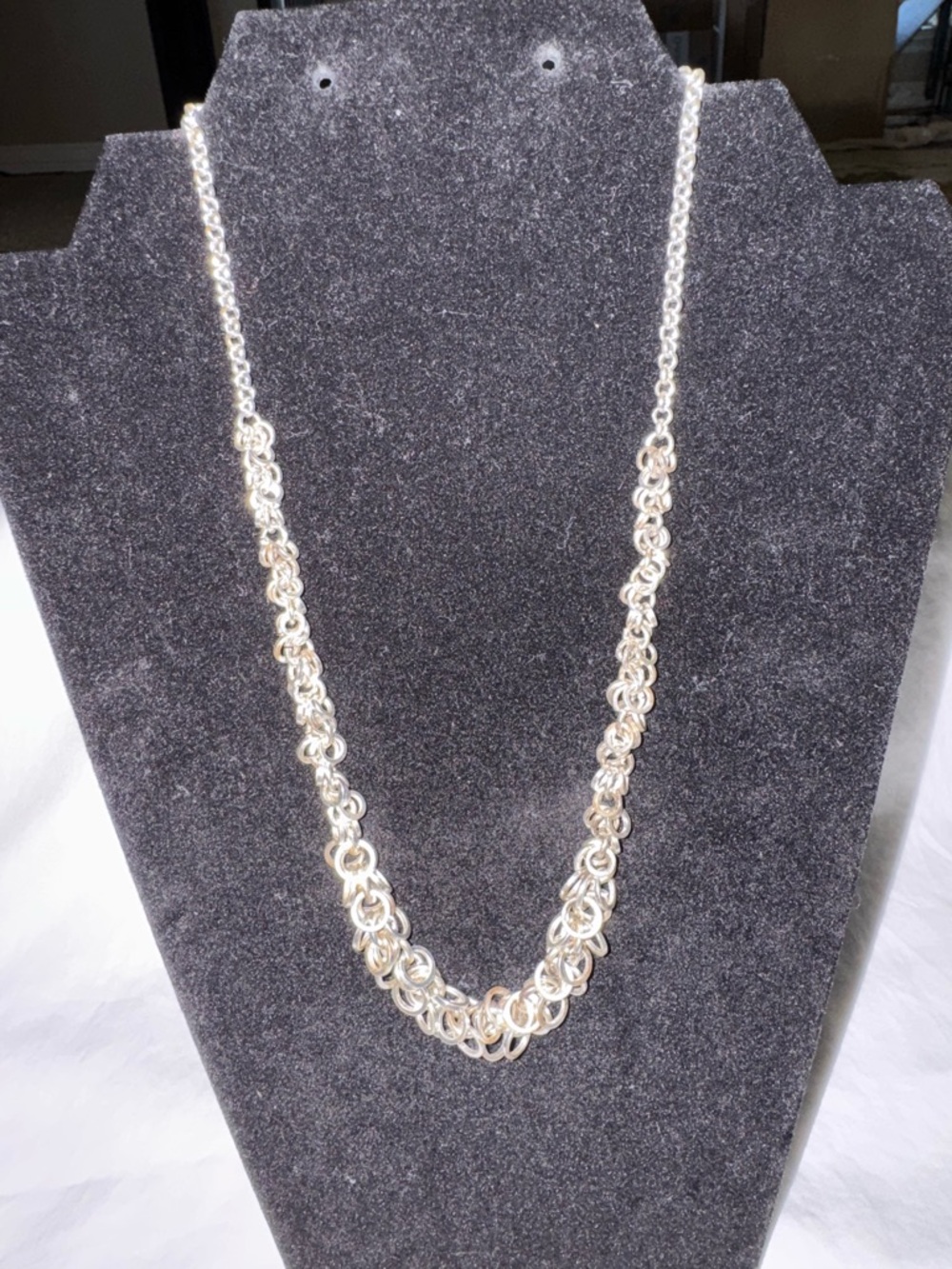Silver Byzantine Chainmaille Link Necklace | Statement Jewelry